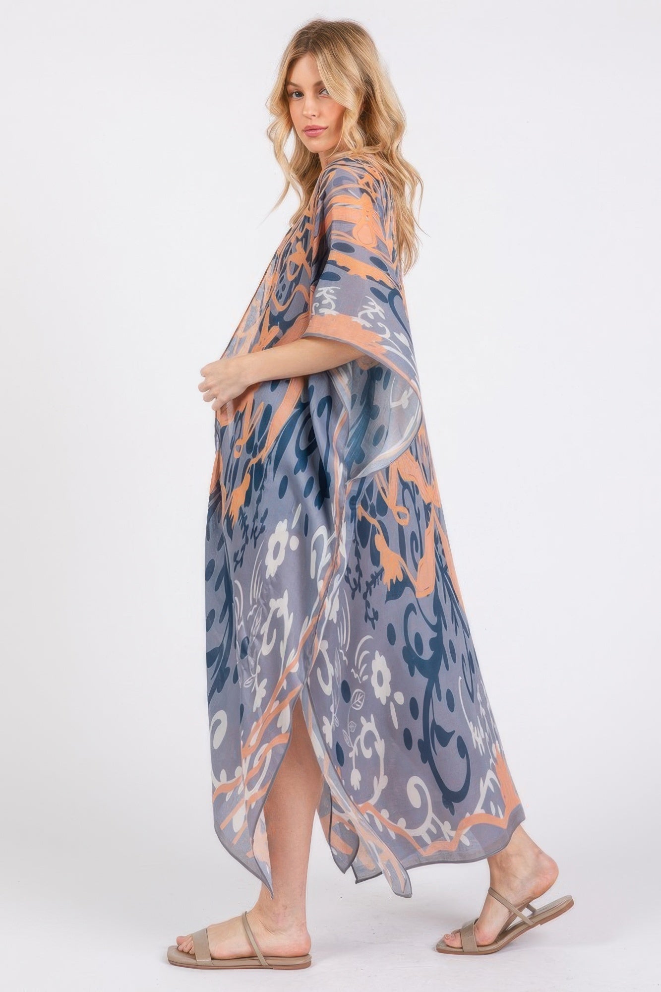 Boho Print Open Front Long Kimono - AV Fashion’s