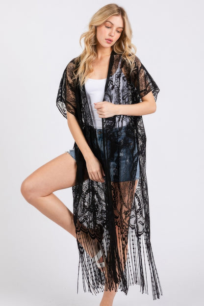 Elegant Lace Fringe Cover Up Kimono - AV Fashion’s