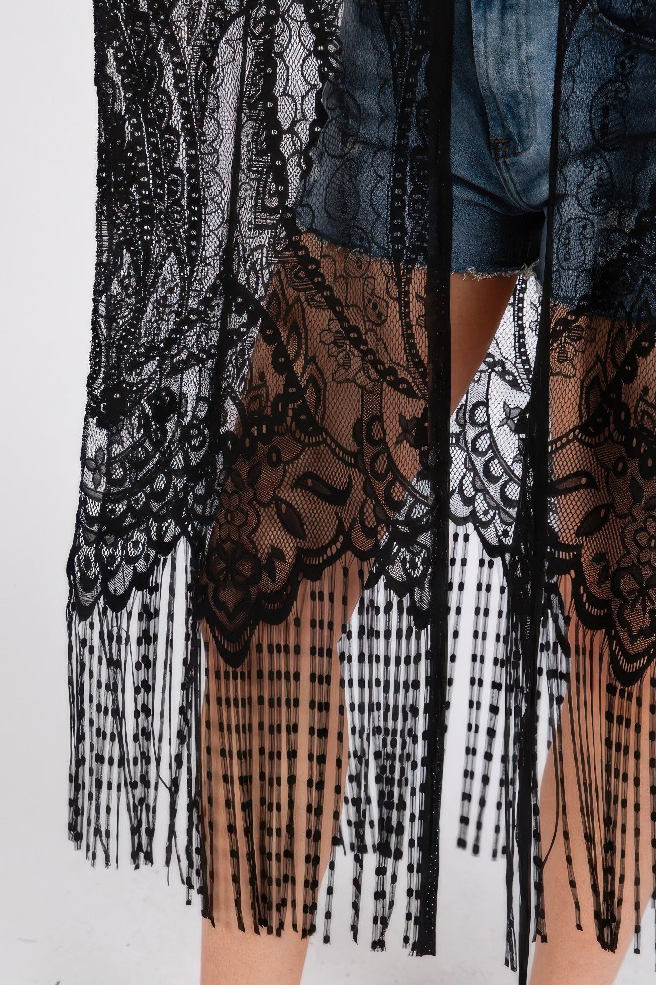 Elegant Lace Fringe Cover Up Kimono - AV Fashion’s