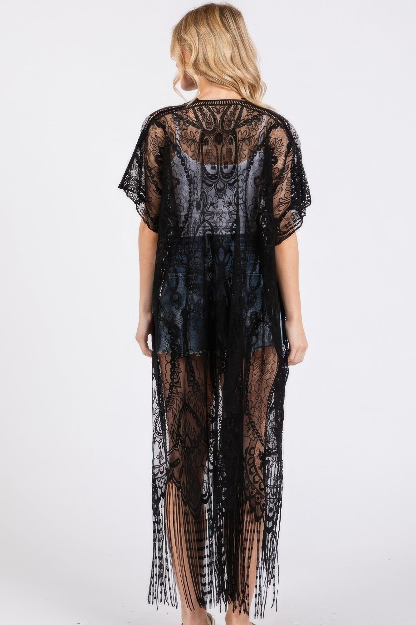 Elegant Lace Fringe Cover Up Kimono - AV Fashion’s