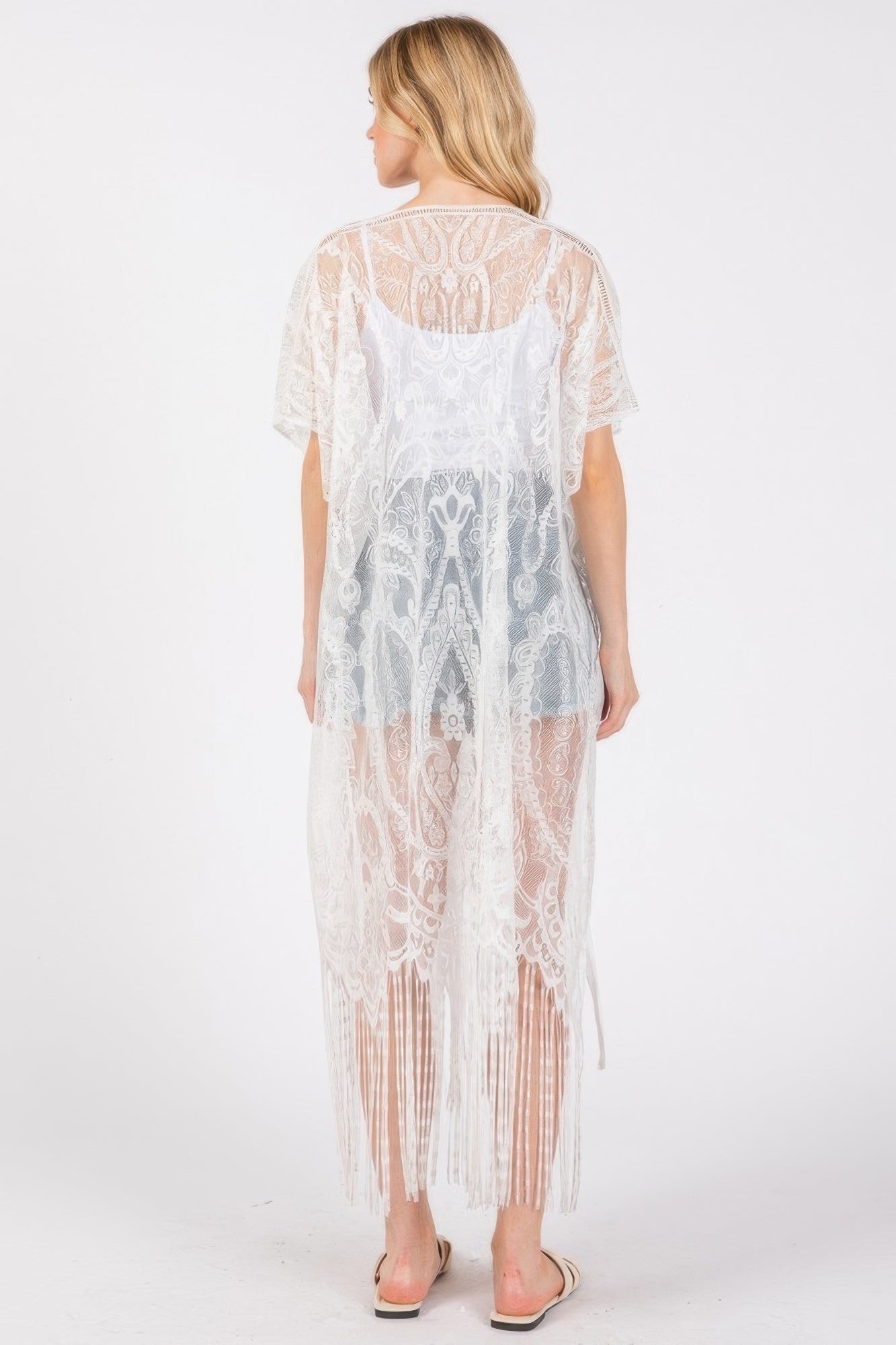 Elegant Lace Fringe Cover Up Kimono - AV Fashion’s