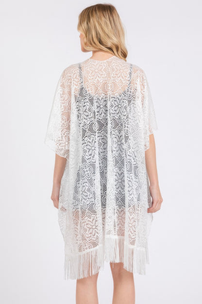 Flower Pattern Crochet Lace Tassel Cover Up - AV Fashion’s