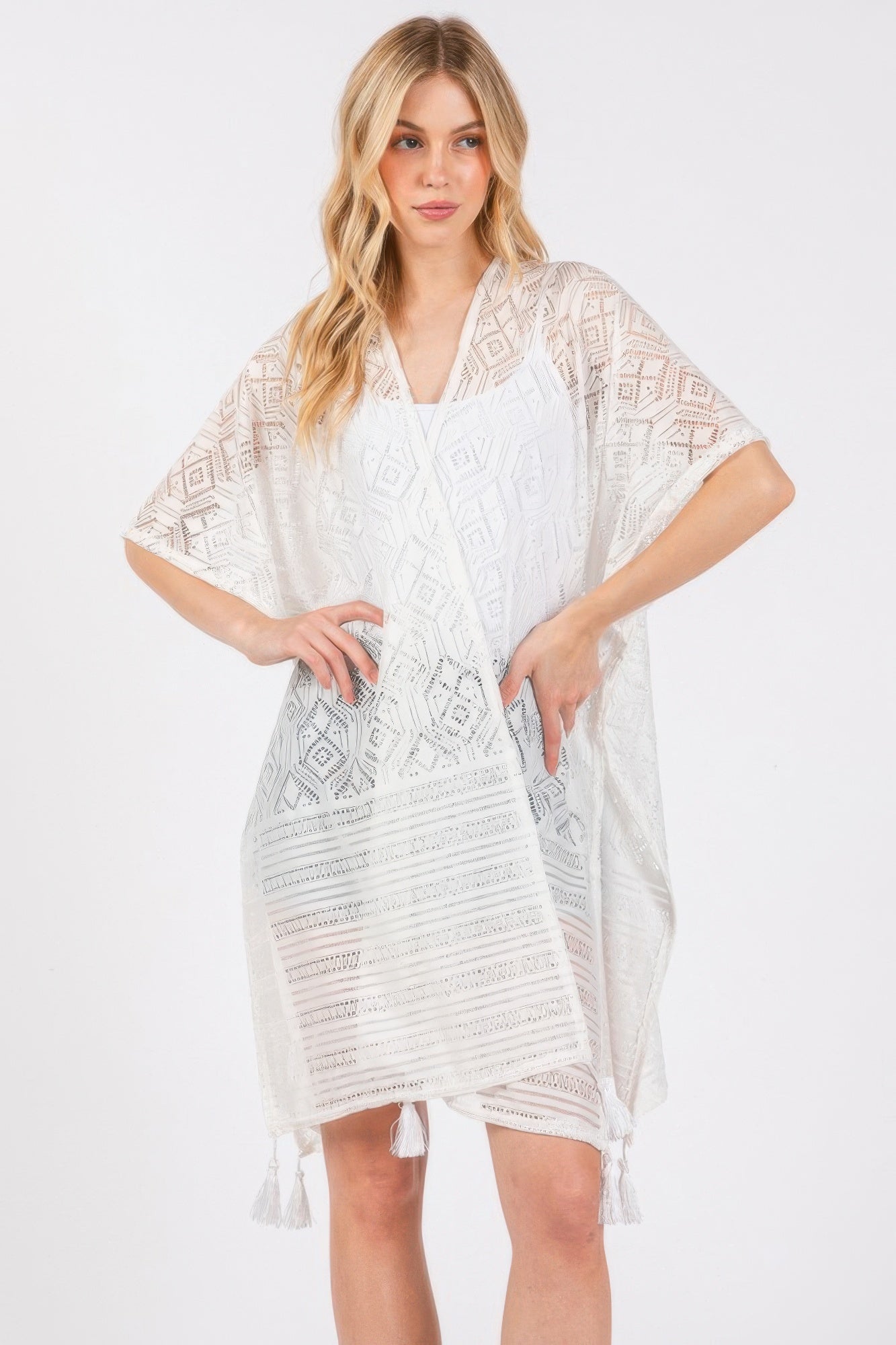 Geometric Pattern Tassel Cover Up - AV Fashion’s