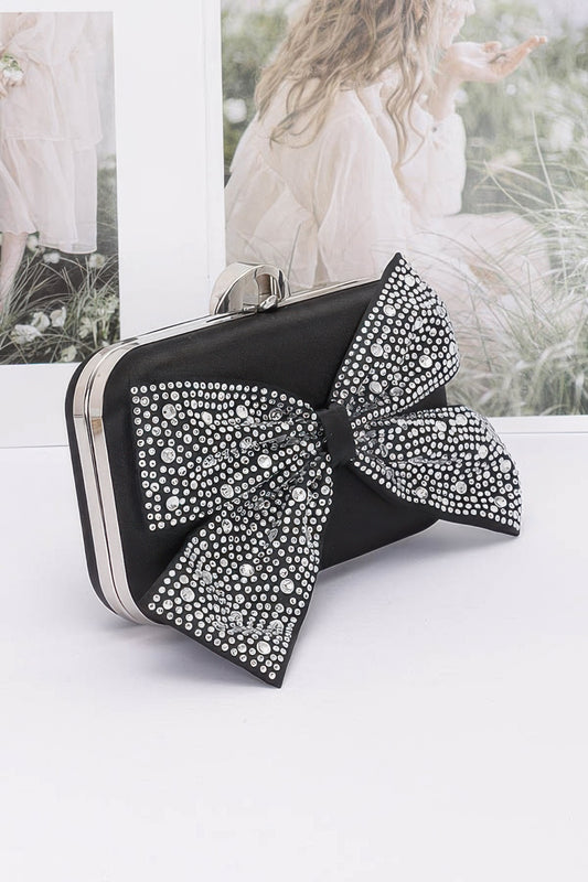 Rhinestone Hotfix Ribbon Nylon Hard Case Clutch - AV Fashion’s