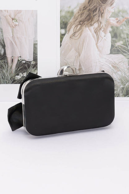 Rhinestone Hotfix Ribbon Nylon Hard Case Clutch - AV Fashion’s