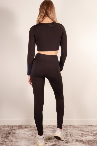 Long Sleeve Crop Top & High Waist Leggings Activewear Set - AV Fashion’s