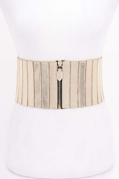 Multi Pu Zip Front Elastic Belt - AV Fashion’s