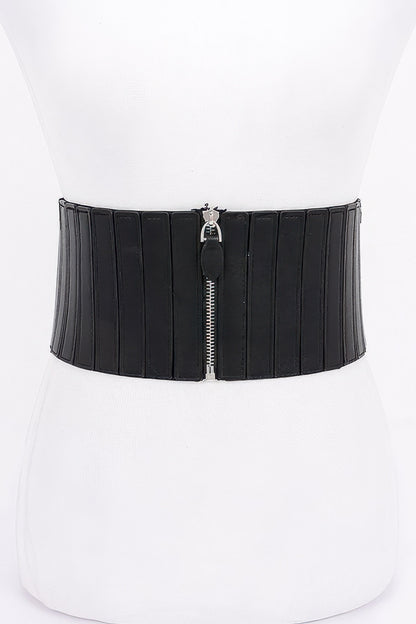 Multi Pu Zip Front Elastic Belt - AV Fashion’s
