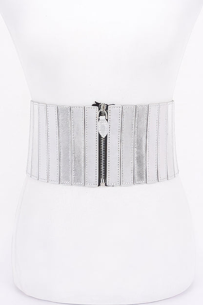 Multi Pu Zip Front Elastic Belt - AV Fashion’s
