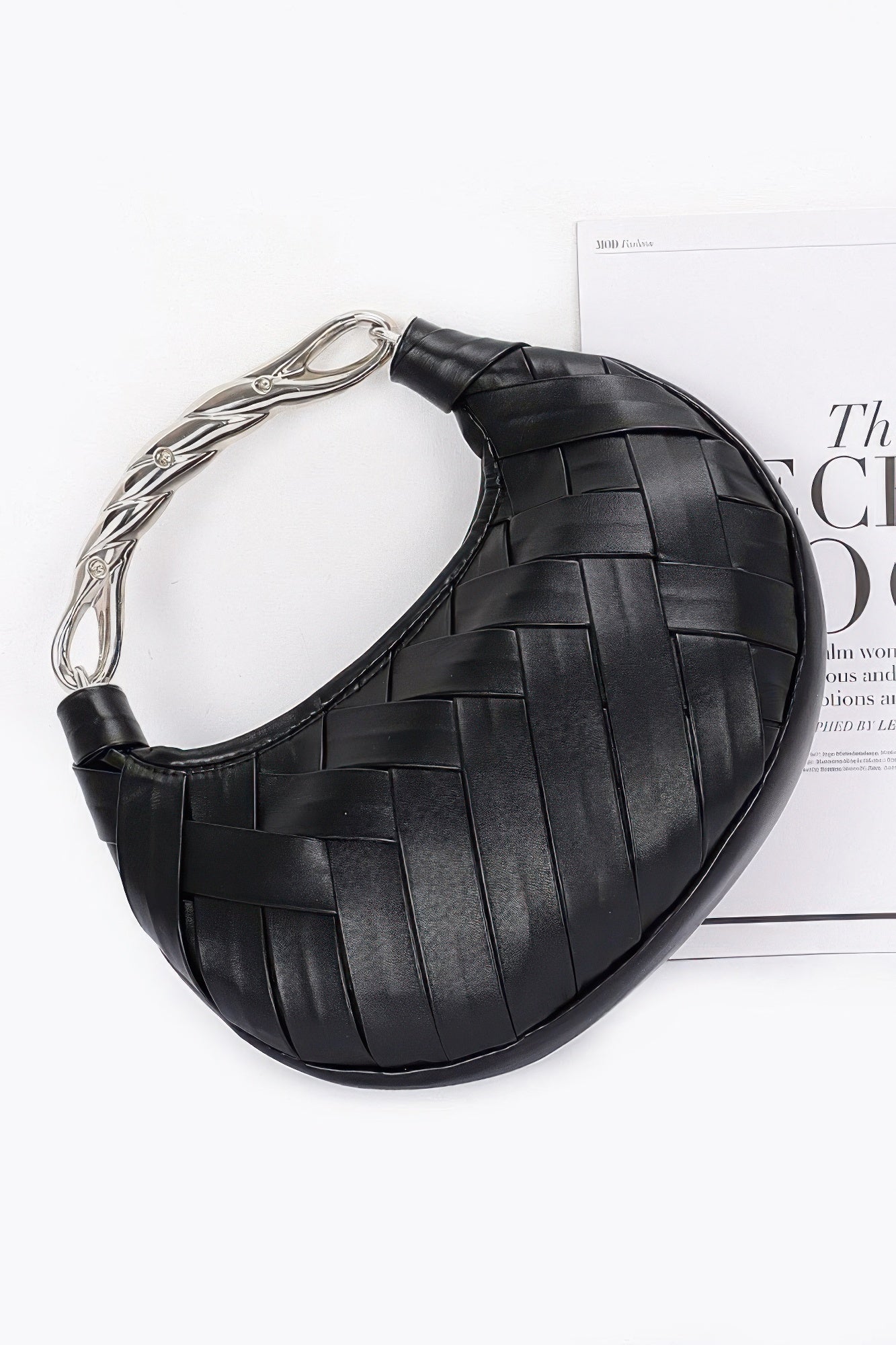 Faux Leather Braided Metal Handle Clutch - AV Fashion’s