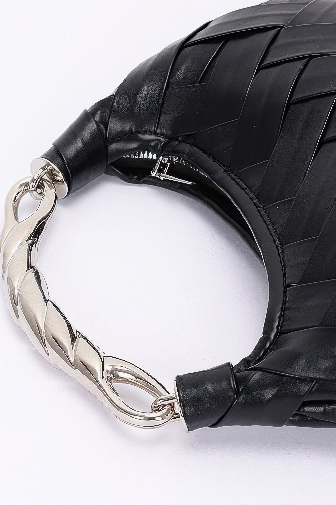 Faux Leather Braided Metal Handle Clutch - AV Fashion’s