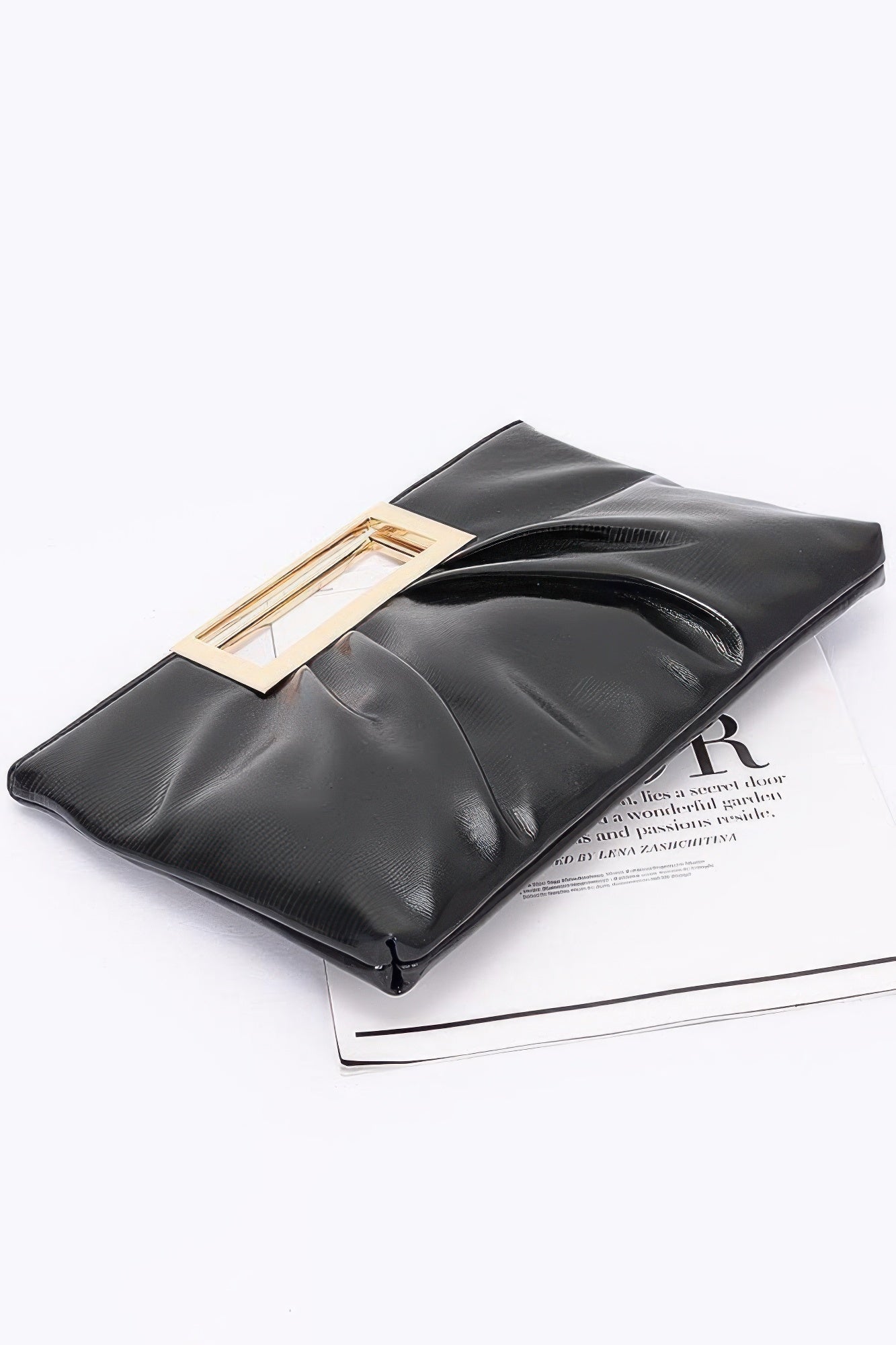 Faux Leather Metal Handle Clutch - AV Fashion’s