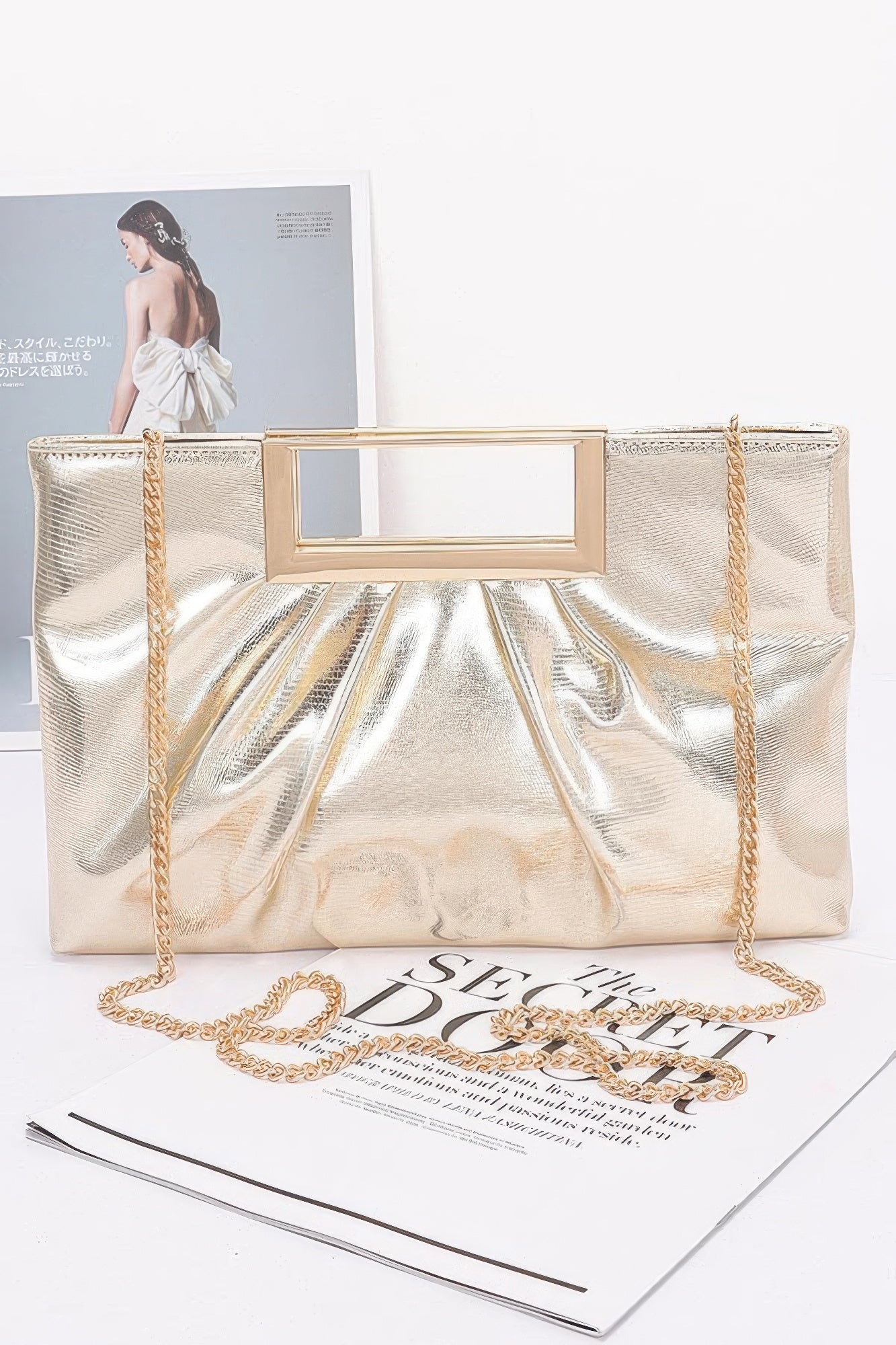 Faux Leather Metal Handle Clutch - AV Fashion’s