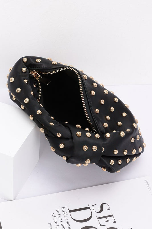 Satin Metal Studded Hobo Bag - AV Fashion’s