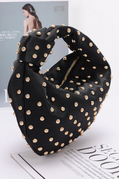 Satin Metal Studded Hobo Bag - AV Fashion’s