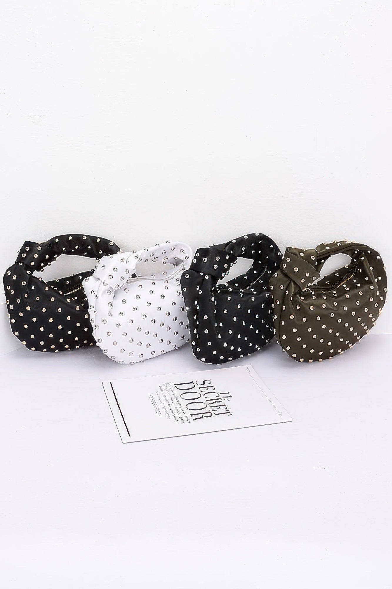 Satin Metal Studded Hobo Bag - AV Fashion’s