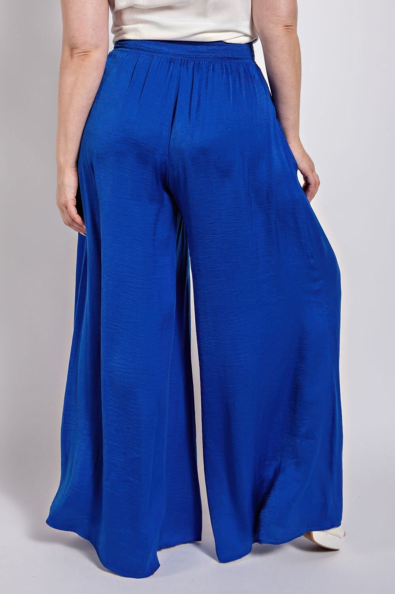 Washed Satin Wide Pants With Waist Smocked - AV Fashion’s
