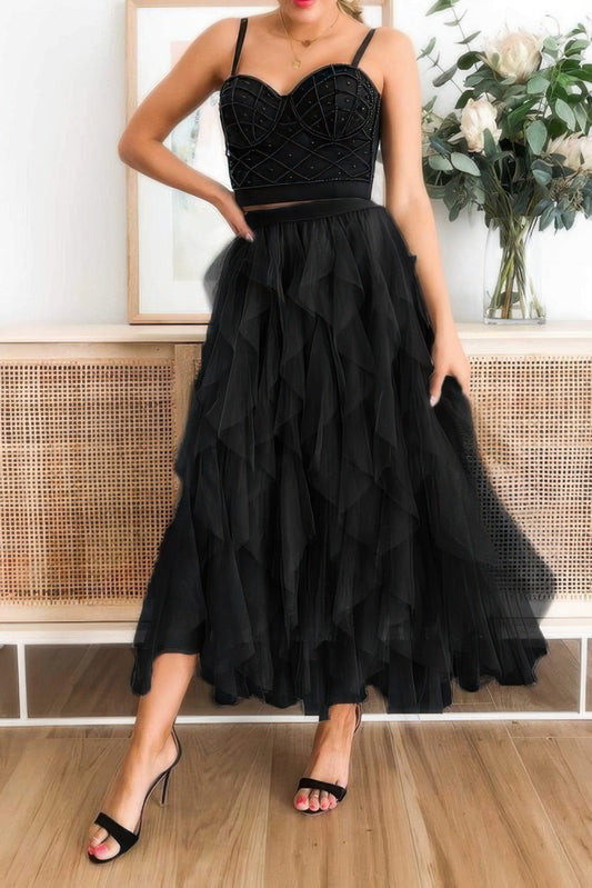 A Line Long Tulle Tiered Skirts - AV Fashion’s