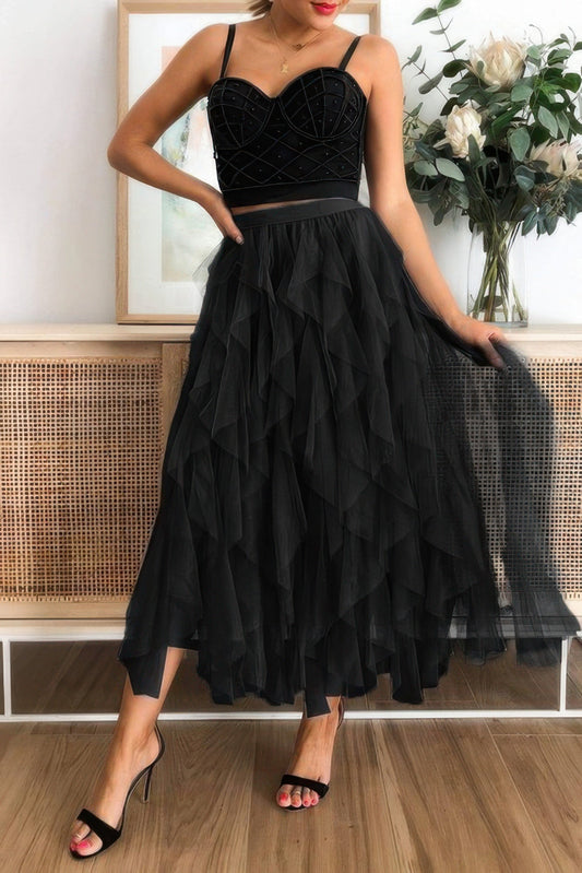 A Line Long Tulle Tiered Skirts - AV Fashion’s