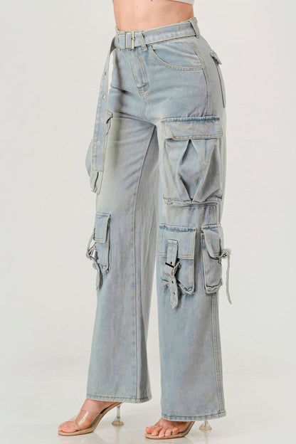Belted Denim Cargo Jean - AV Fashion’s