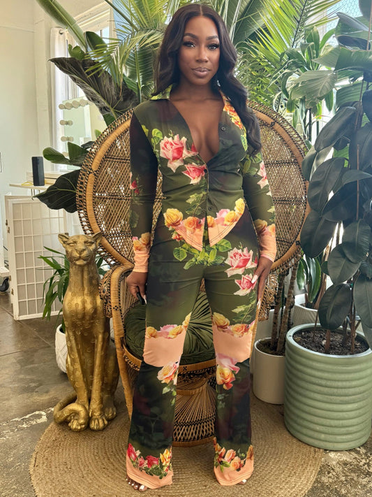 Blush Bloom Mesh Pants Set - AV Fashion’s