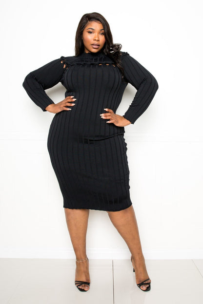 Bodycon Sweater Dress With Knot Detail - AV Fashion’s