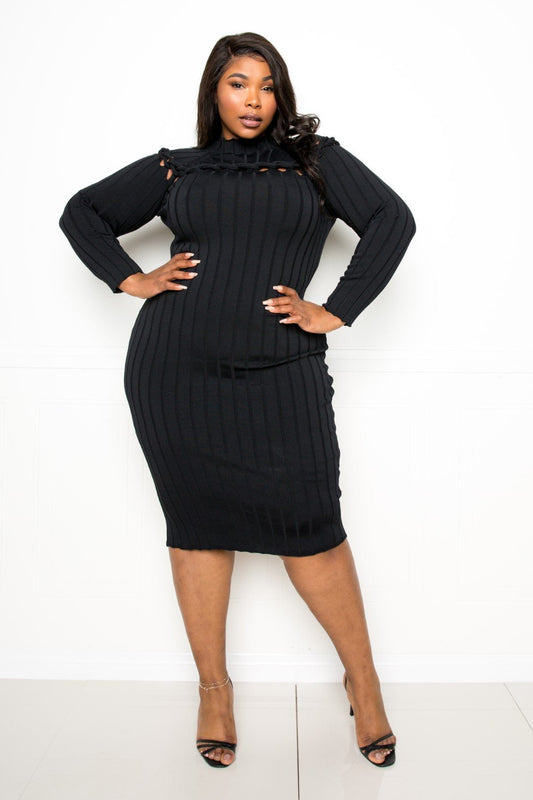 Bodycon Sweater Dress With Knot Detail - AV Fashion’s