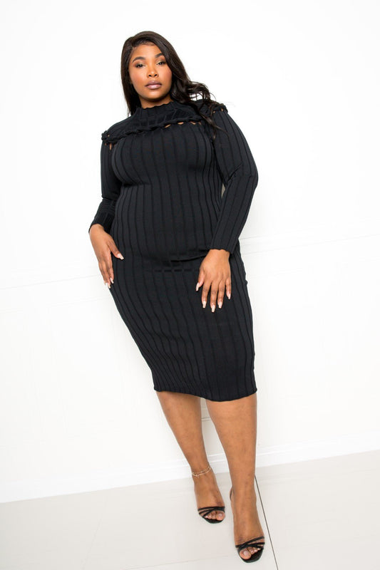Bodycon Sweater Dress With Knot Detail - AV Fashion’s