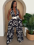 Botanic Maze Halter Wide-leg Jumpsuit