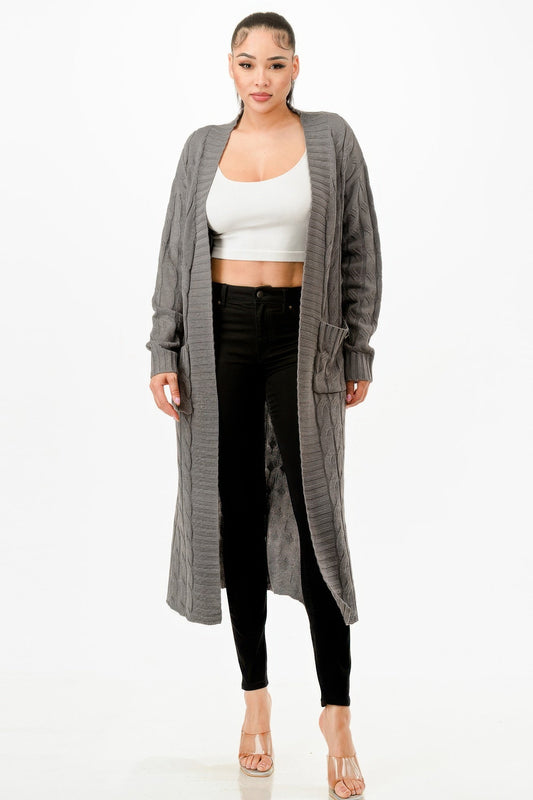 Cable Sweater Long Cardigan - AV Fashion’s