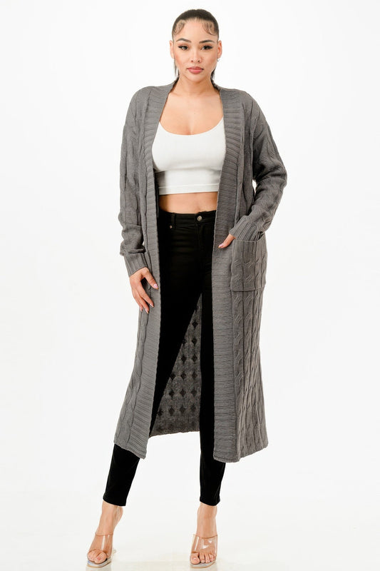 Cable Sweater Long Cardigan - AV Fashion’s