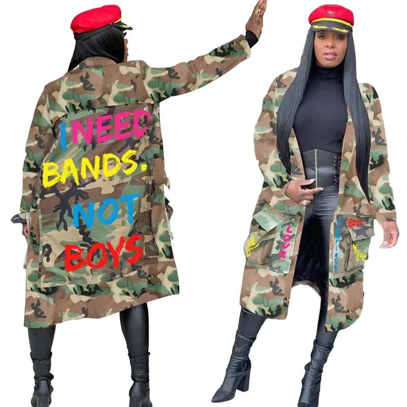 Camouflage Flygirl Trench Jacket - AV Fashion’s