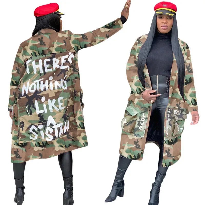 Camouflage Flygirl Trench Jacket - AV Fashion’s