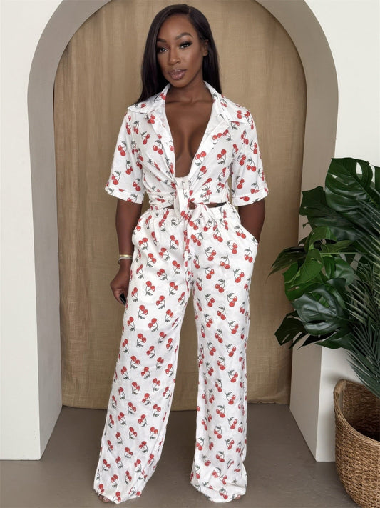 Cherry Pop Wide - leg Set - AV Fashion’s