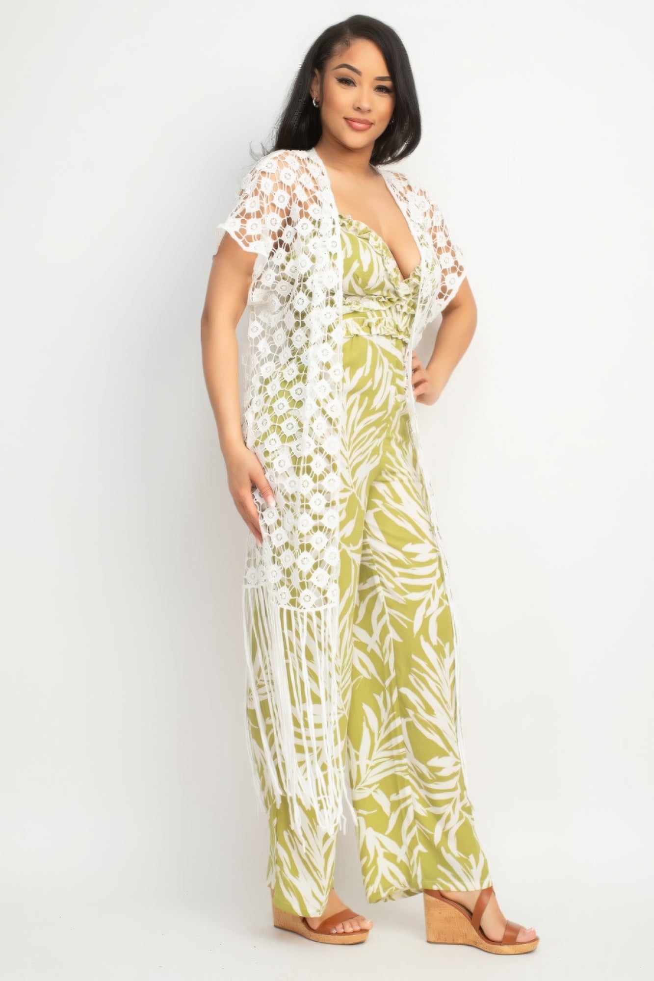 Crocheted Open - front Fringe Kimono - AV Fashion’s