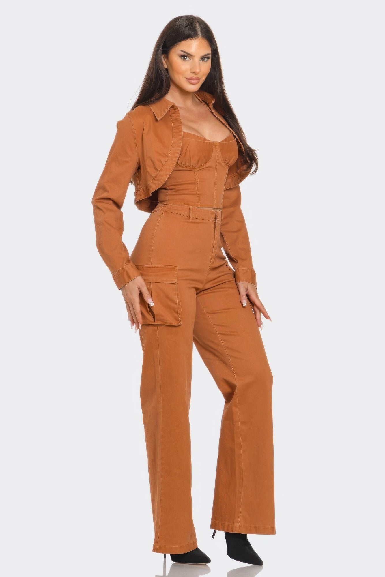 Crop Jacket 3pcs Set - AV Fashion’s