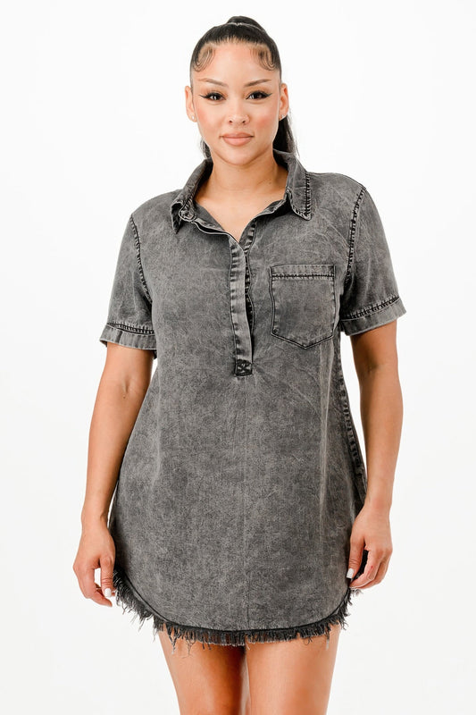 Denim Dress with a washed look - AV Fashion’s