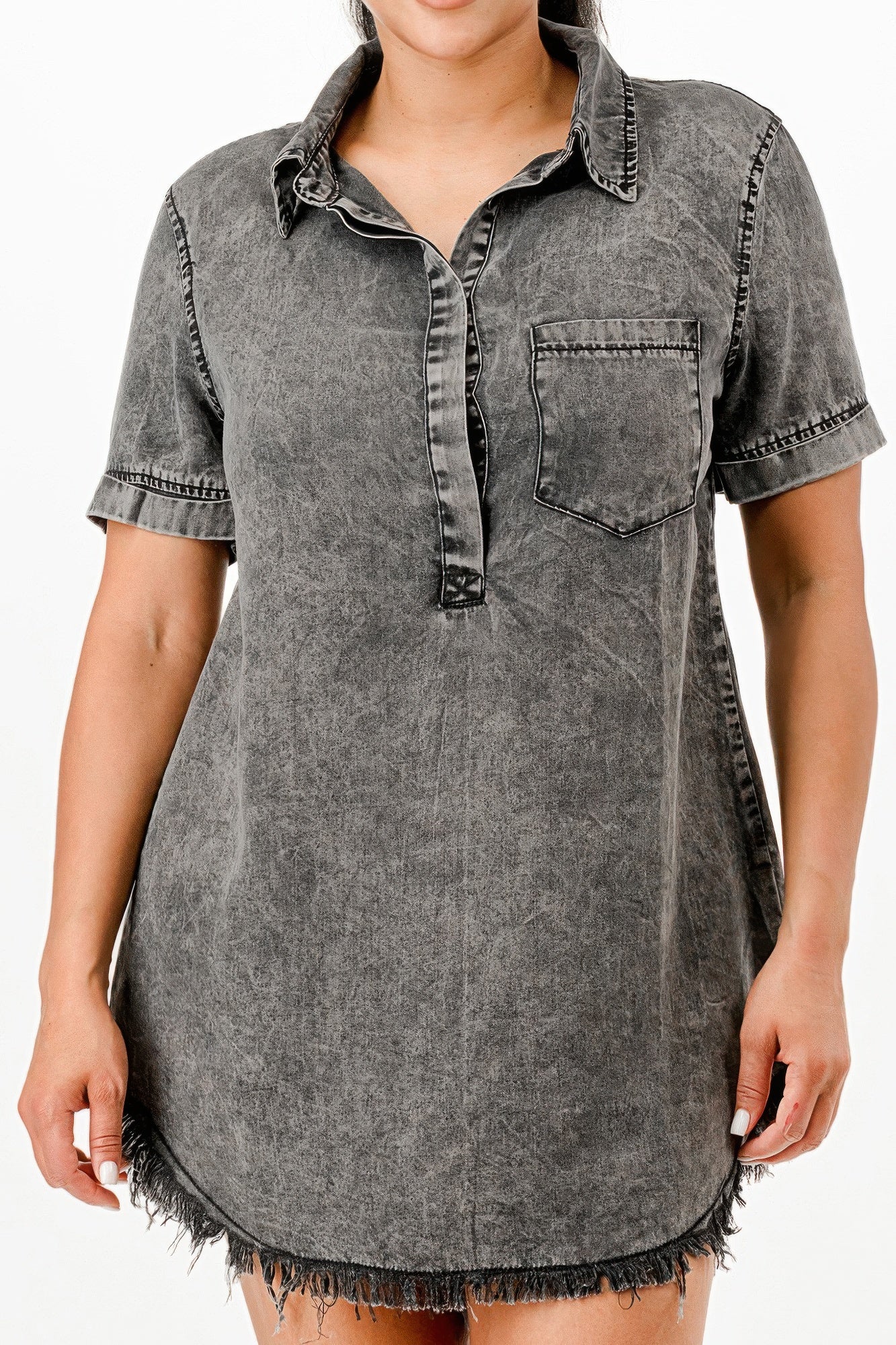 Denim Dress with a washed look - AV Fashion’s