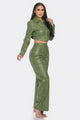 Faux Leather Set With Rhinestone Detail - AV Fashion’s