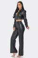 Faux Leather Set With Rhinestone Detail - AV Fashion’s
