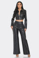 Faux Leather Set With Rhinestone Detail - AV Fashion’s
