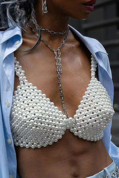 Faux Pearl Bra Top - AV Fashion’s