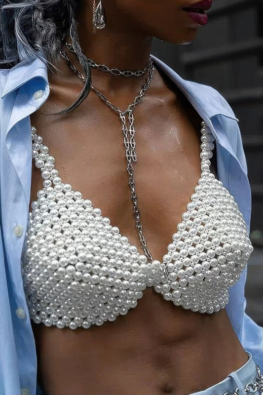 Faux Pearl Bra Top - AV Fashion’s