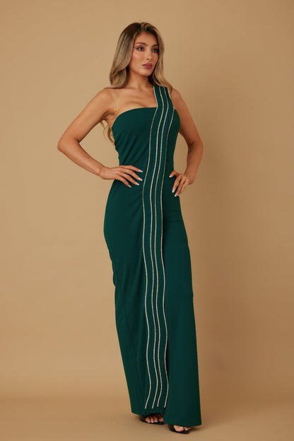 Flap Rhinestone Edge Jumpsuit - AV Fashion’s
