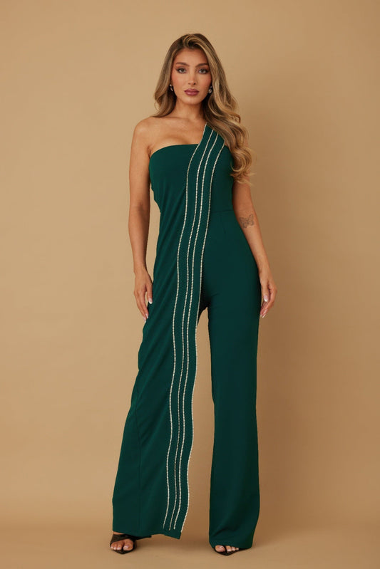 Flap Rhinestone Edge Jumpsuit - AV Fashion’s