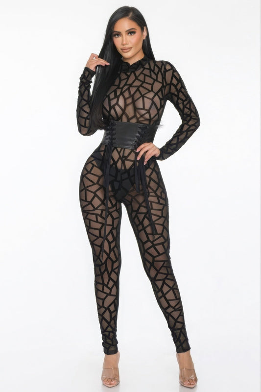 Geometric Printed Jersey Jumpsuit - AV Fashion’s