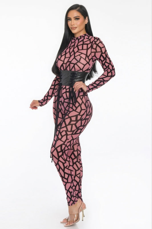 Geometric Printed Jersey Jumpsuit - AV Fashion’s