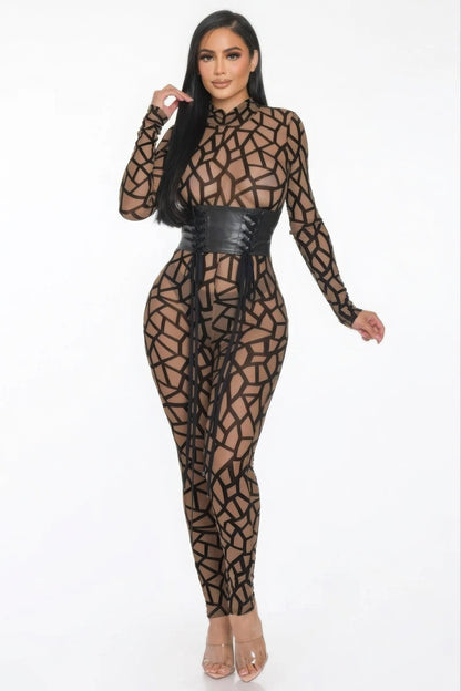 Geometric Printed Jersey Jumpsuit - AV Fashion’s