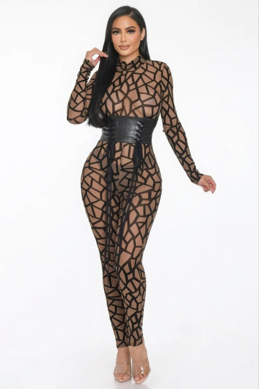 Geometric Printed Jersey Jumpsuit - AV Fashion’s