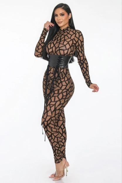 Geometric Printed Jersey Jumpsuit - AV Fashion’s